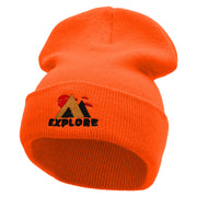 Explore Embroidered 12 Inch Solid Long Beanie Made in USA