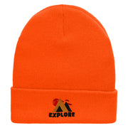 Explore Embroidered 12 Inch Solid Long Beanie Made in USA