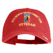 U.S. Army 86th Infantry Brigade Combat Team Embroidered Washed Solid Pigment Dyed Cotton Twill Brass Buckle Cap - Red OSFM
