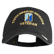 U.S. Army 170th Infantry Brigade Embroidered Washed Solid Pigment Dyed Cotton Twill Brass Buckle Cap - Black OSFM