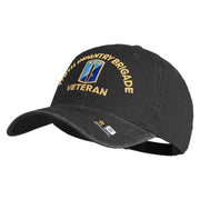 U.S. Army 170th Infantry Brigade Embroidered Washed Solid Pigment Dyed Cotton Twill Brass Buckle Cap - Black OSFM