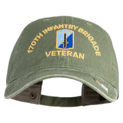 U.S. Army 170th Infantry Brigade Embroidered Washed Solid Pigment Dyed Cotton Twill Brass Buckle Cap - Olive OSFM