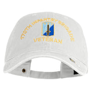 U.S. Army 170th Infantry Brigade Embroidered Washed Solid Pigment Dyed Cotton Twill Brass Buckle Cap - White OSFM