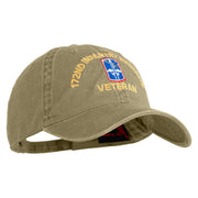 U.S. Army 172nd Infantry Brigade Embroidered Washed Solid Pigment Dyed Cotton Twill Brass Buckle Cap - Khaki OSFM