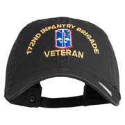 U.S. Army 172nd Infantry Brigade Embroidered Washed Solid Pigment Dyed Cotton Twill Brass Buckle Cap - Black OSFM