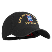 U.S. Army 172nd Infantry Brigade Embroidered Washed Solid Pigment Dyed Cotton Twill Brass Buckle Cap - Black OSFM