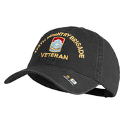 U.S. Army 174th Infantry Brigade Embroidered Washed Solid Pigment Dyed Cotton Twill Brass Buckle Cap - Black OSFM