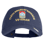 U.S. Army 174th Infantry Brigade Embroidered Washed Solid Pigment Dyed Cotton Twill Brass Buckle Cap - Navy OSFM