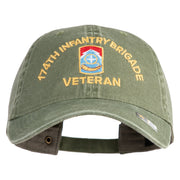 U.S. Army 174th Infantry Brigade Embroidered Washed Solid Pigment Dyed Cotton Twill Brass Buckle Cap - Olive OSFM