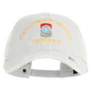 U.S. Army 174th Infantry Brigade Embroidered Washed Solid Pigment Dyed Cotton Twill Brass Buckle Cap - White OSFM