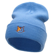 Spotted Cat Embroidered 12 Inch Long Knitted Beanie