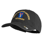 U.S. Army 196th Infantry Brigade Embroidered Washed Solid Pigment Dyed Cotton Twill Brass Buckle Cap - Black OSFM