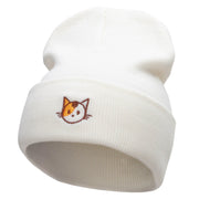 Spotted Cat Embroidered 12 Inch Long Knitted Beanie