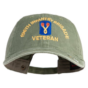 U.S. Army 196th Infantry Brigade Embroidered Washed Solid Pigment Dyed Cotton Twill Brass Buckle Cap - Olive OSFM
