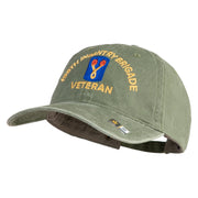 U.S. Army 196th Infantry Brigade Embroidered Washed Solid Pigment Dyed Cotton Twill Brass Buckle Cap - Olive OSFM