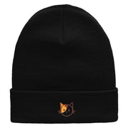 Spotted Cat Embroidered 12 Inch Long Knitted Beanie