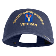 U.S. Army 196th Infantry Brigade Embroidered Washed Solid Pigment Dyed Cotton Twill Brass Buckle Cap - Navy OSFM