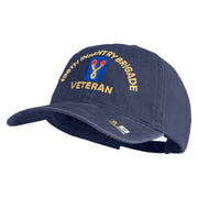 U.S. Army 196th Infantry Brigade Embroidered Washed Solid Pigment Dyed Cotton Twill Brass Buckle Cap - Navy OSFM