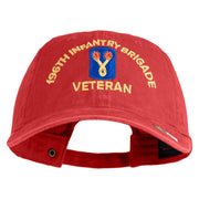 U.S. Army 196th Infantry Brigade Embroidered Washed Solid Pigment Dyed Cotton Twill Brass Buckle Cap - Red OSFM