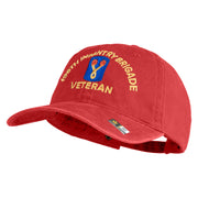 U.S. Army 196th Infantry Brigade Embroidered Washed Solid Pigment Dyed Cotton Twill Brass Buckle Cap - Red OSFM