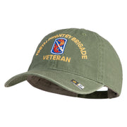 U.S. Army 198th Infantry Brigade Embroidered Washed Solid Pigment Dyed Cotton Twill Brass Buckle Cap - Olive OSFM