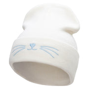 Kitty Cat Embroidered 12 Inch Long Knitted Beanie