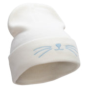 Kitty Cat Embroidered 12 Inch Long Knitted Beanie