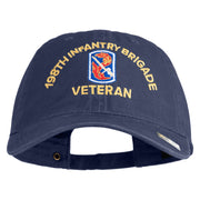 U.S. Army 198th Infantry Brigade Embroidered Washed Solid Pigment Dyed Cotton Twill Brass Buckle Cap - Navy OSFM