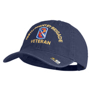 U.S. Army 198th Infantry Brigade Embroidered Washed Solid Pigment Dyed Cotton Twill Brass Buckle Cap - Navy OSFM