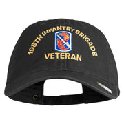 U.S. Army 198th Infantry Brigade Embroidered Washed Solid Pigment Dyed Cotton Twill Brass Buckle Cap - Black OSFM