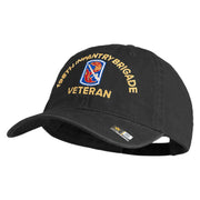 U.S. Army 198th Infantry Brigade Embroidered Washed Solid Pigment Dyed Cotton Twill Brass Buckle Cap - Black OSFM