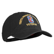 U.S. Army 198th Infantry Brigade Embroidered Washed Solid Pigment Dyed Cotton Twill Brass Buckle Cap - Black OSFM