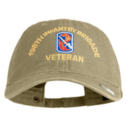 U.S. Army 198th Infantry Brigade Embroidered Washed Solid Pigment Dyed Cotton Twill Brass Buckle Cap - Khaki OSFM