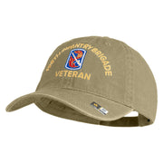 U.S. Army 198th Infantry Brigade Embroidered Washed Solid Pigment Dyed Cotton Twill Brass Buckle Cap - Khaki OSFM