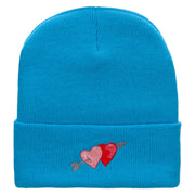 Arrow and Heart Embroidered 12 Inch Solid Long Beanie Made in USA