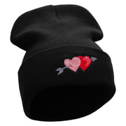 Arrow and Heart Embroidered 12 Inch Solid Long Beanie Made in USA