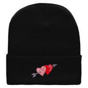 Arrow and Heart Embroidered 12 Inch Solid Long Beanie Made in USA