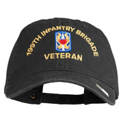 U.S. Army 199th Infantry Brigade Embroidered Washed Solid Pigment Dyed Cotton Twill Brass Buckle Cap - Black OSFM