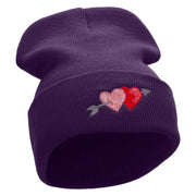 Arrow and Heart Embroidered 12 Inch Solid Long Beanie Made in USA