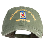 U.S. Army 199th Infantry Brigade Embroidered Washed Solid Pigment Dyed Cotton Twill Brass Buckle Cap - Olive OSFM