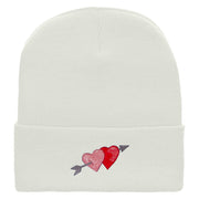 Arrow and Heart Embroidered 12 Inch Solid Long Beanie Made in USA