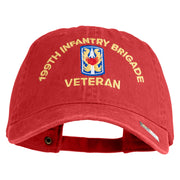 U.S. Army 199th Infantry Brigade Embroidered Washed Solid Pigment Dyed Cotton Twill Brass Buckle Cap - Red OSFM