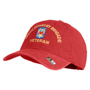 U.S. Army 199th Infantry Brigade Embroidered Washed Solid Pigment Dyed Cotton Twill Brass Buckle Cap - Red OSFM
