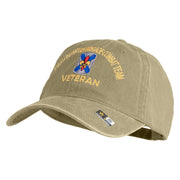 U.S. Army 256th Infantry Brigade Combat Team Embroidered Washed Solid Pigment Dyed Cotton Twill Brass Buckle Cap - Khaki OSFM