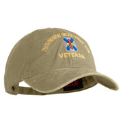U.S. Army 256th Infantry Brigade Combat Team Embroidered Washed Solid Pigment Dyed Cotton Twill Brass Buckle Cap - Khaki OSFM