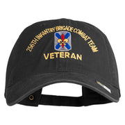 U.S. Army 256th Infantry Brigade Combat Team Embroidered Washed Solid Pigment Dyed Cotton Twill Brass Buckle Cap - Black OSFM