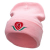 Rosey Heart Symbol Embroidered 12 inch Acrylic Cuffed Long Beanie