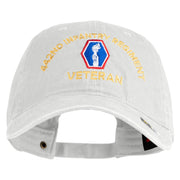 U.S. Army 442nd Infantry Regiment Embroidered Washed Solid Pigment Dyed Cotton Twill Brass Buckle Cap - White OSFM