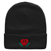 Rosey Heart Symbol Embroidered 12 inch Acrylic Cuffed Long Beanie