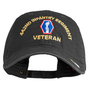 U.S. Army 442nd Infantry Regiment Embroidered Washed Solid Pigment Dyed Cotton Twill Brass Buckle Cap - Black OSFM